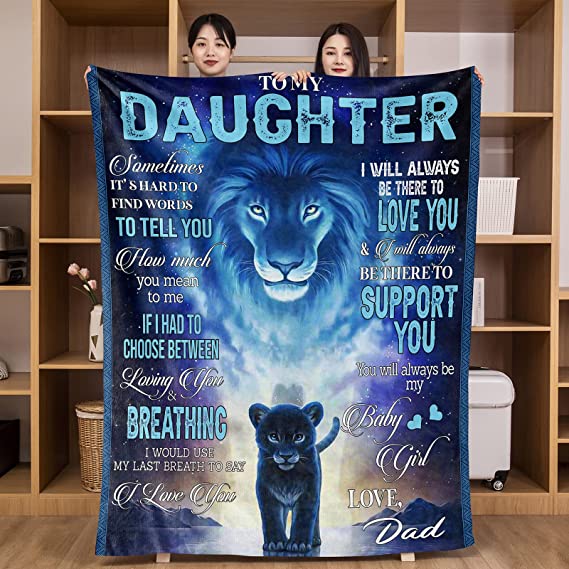 Skitongifts Blanket For Sofa, Bed Throws Lion To My Daughter From Dad I Will Always Be There To Love You