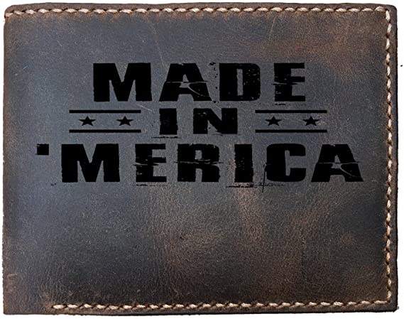 Made In Merica Funny Skitongifts Custom Laser Engraved Bifold Leather Wallet Vintage