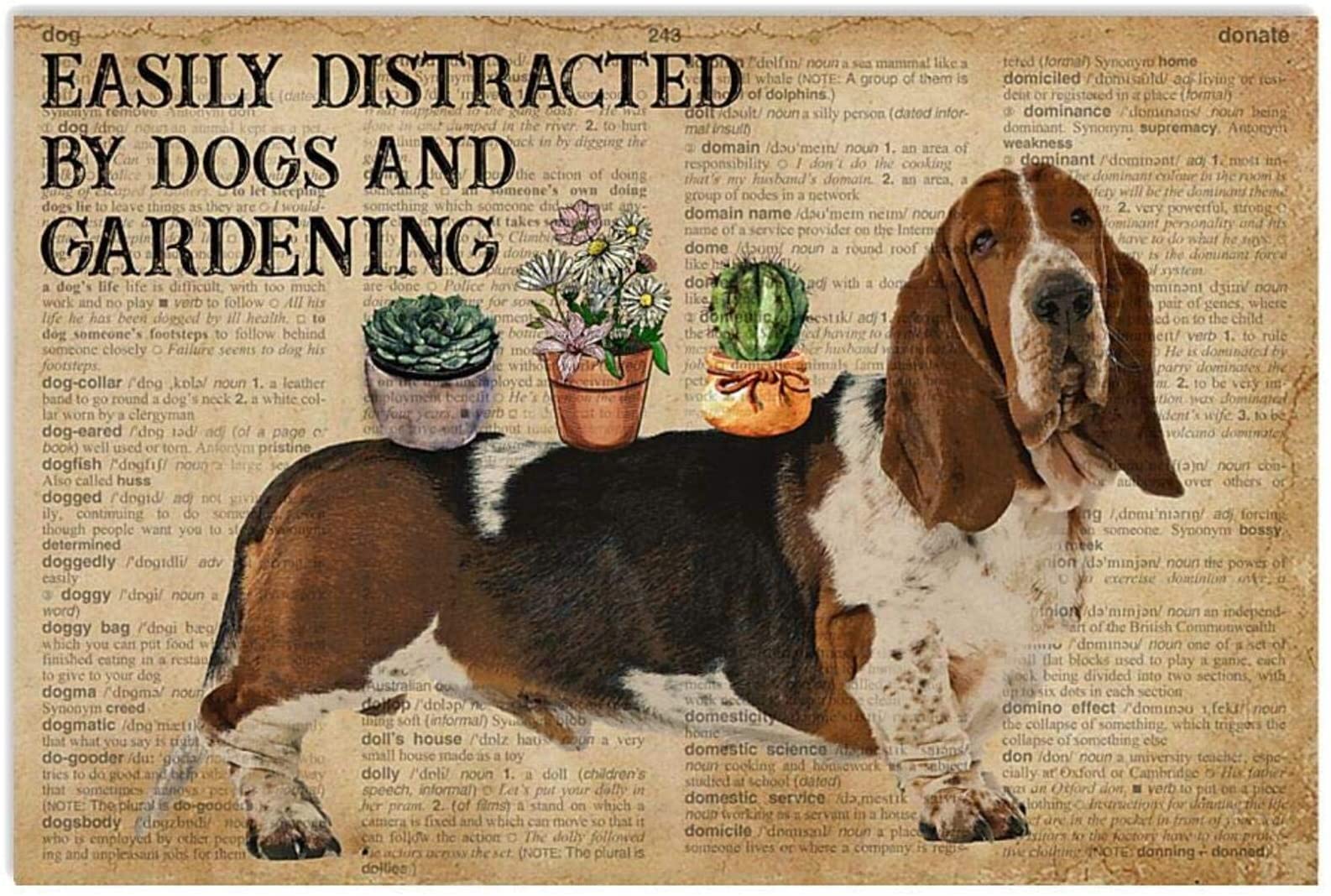 Dictionary Distracted By Basset Hound Gardening