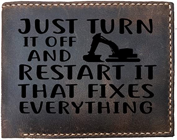 Just Turn It Off Funny Extravator Funny Skitongifts Custom Laser Engraved Bifold Leather Wallet Vintage