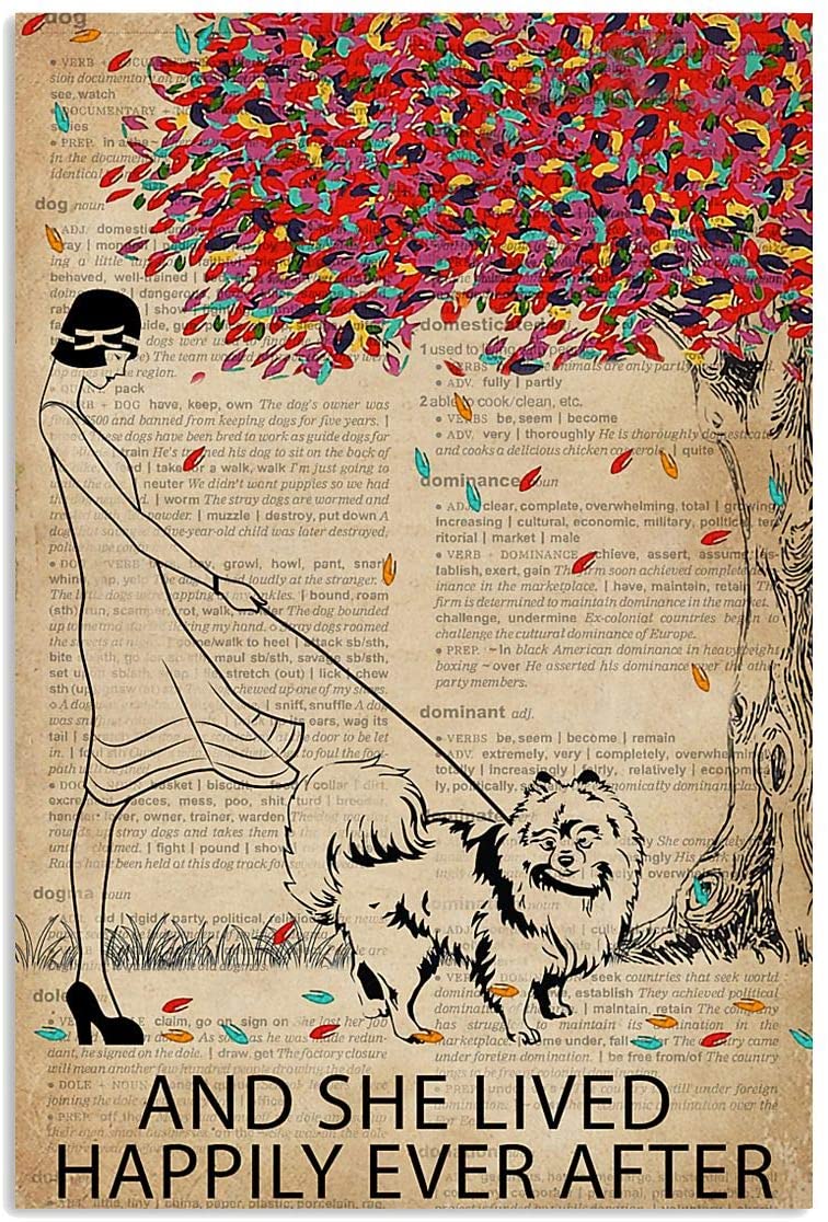 And She Lived Ever After Happily Vintage Dictionary Tree Pomeranian