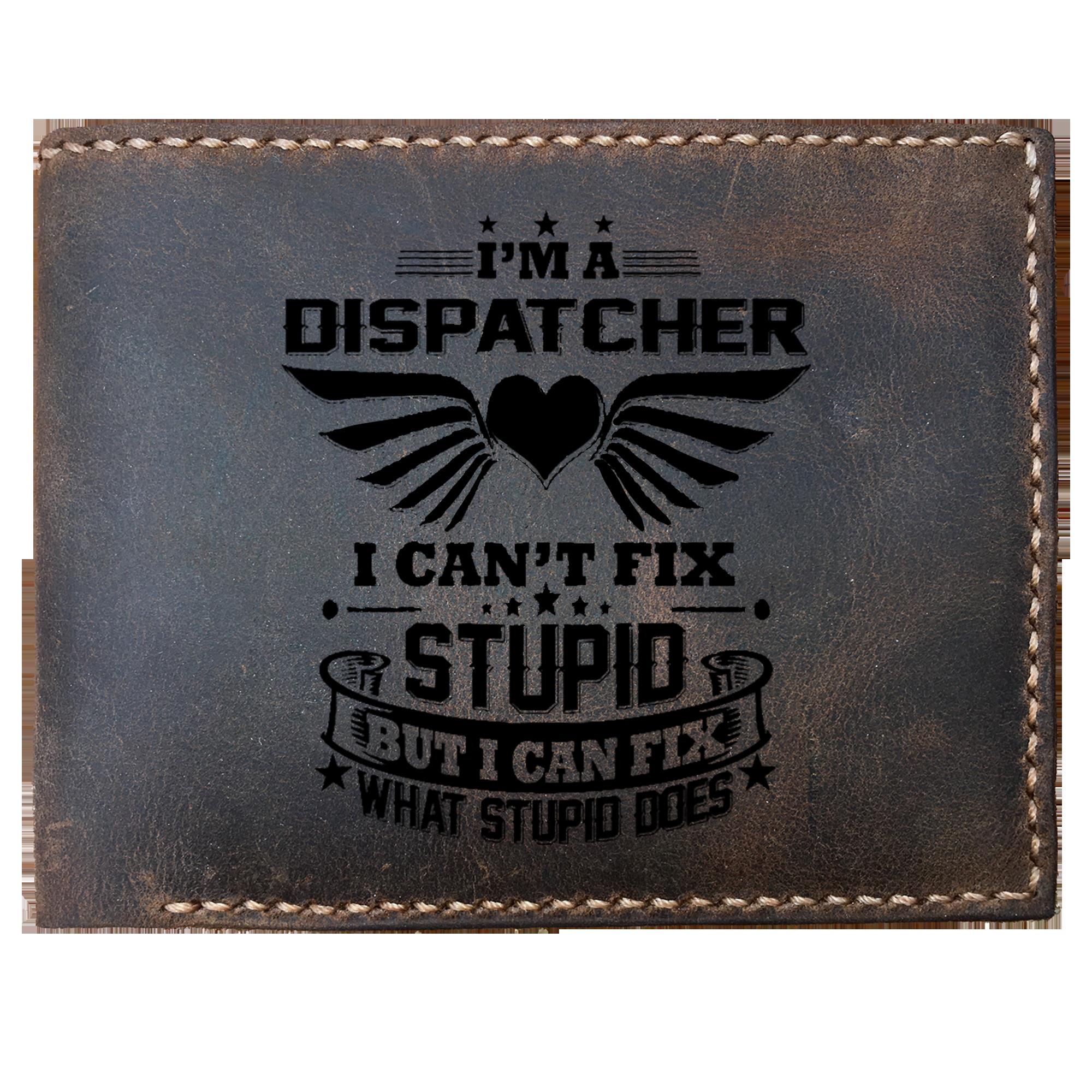 Skitongifts Funny Custom Laser Engraved Bifold Leather Wallet For Men, 911 Dispatcher Mug Dispatcher Mug Dispatcher