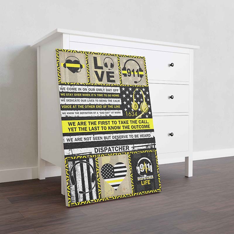 Skitongifts Wall Decoration, Home Decor, Decoration Room 911 Comforters Police Ems Fire Emergency Dispatcher Thin Yellow Line American Custom-TT0911