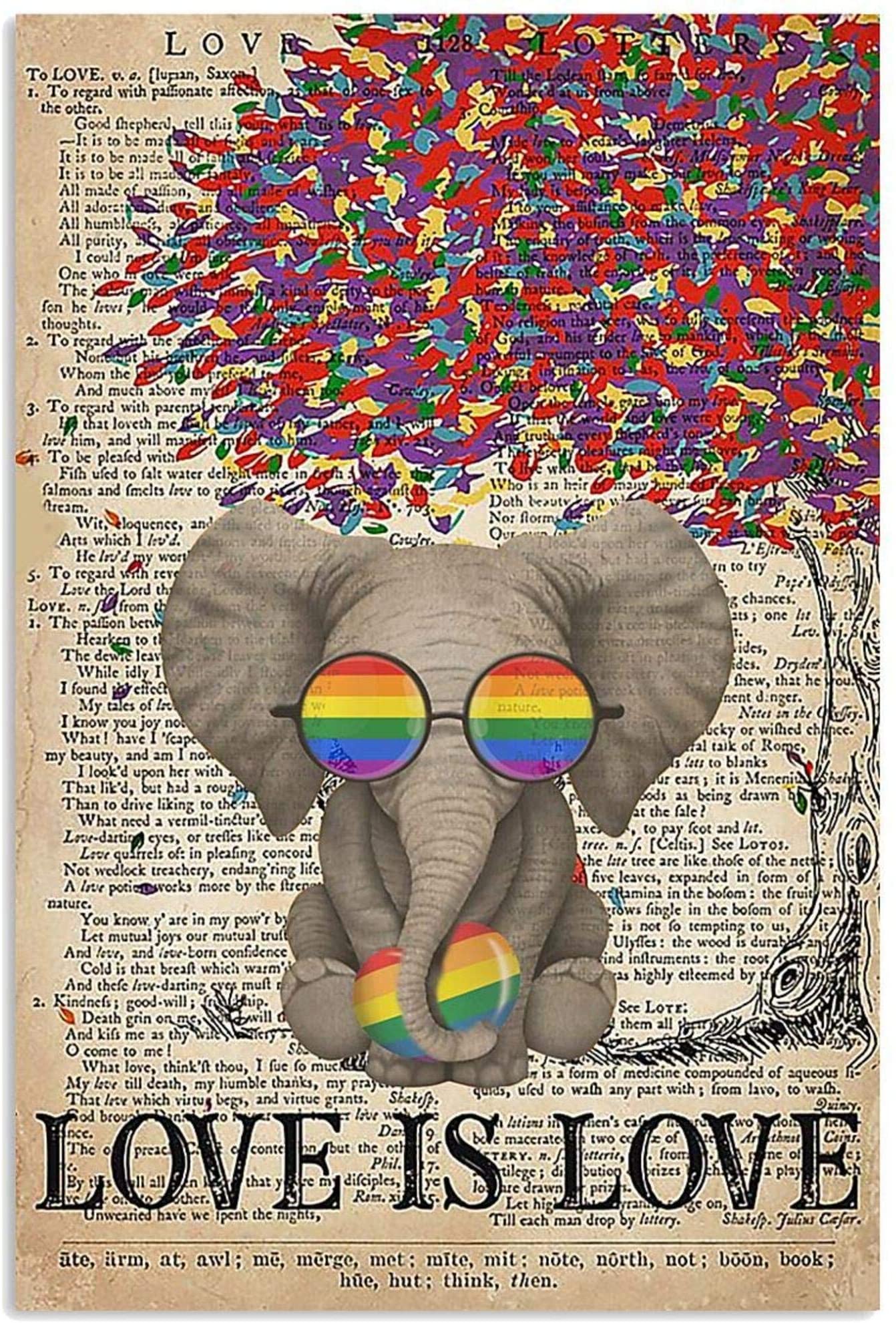 Lgbt Elephant Love Is Love Be Kind Tree Colorful Dictionary