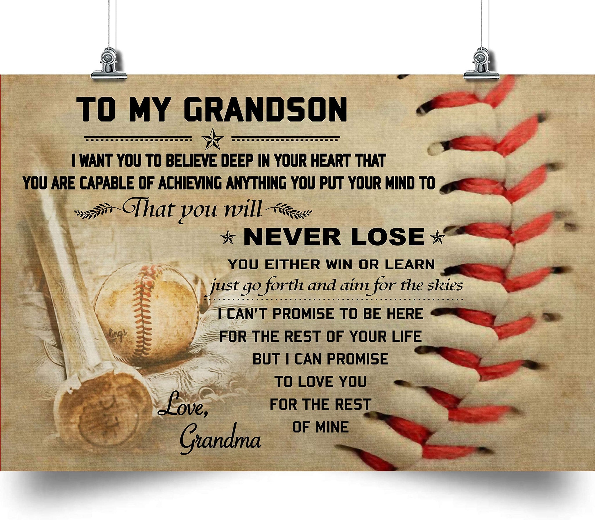 Baseball Grandma To Grandson Never Lose