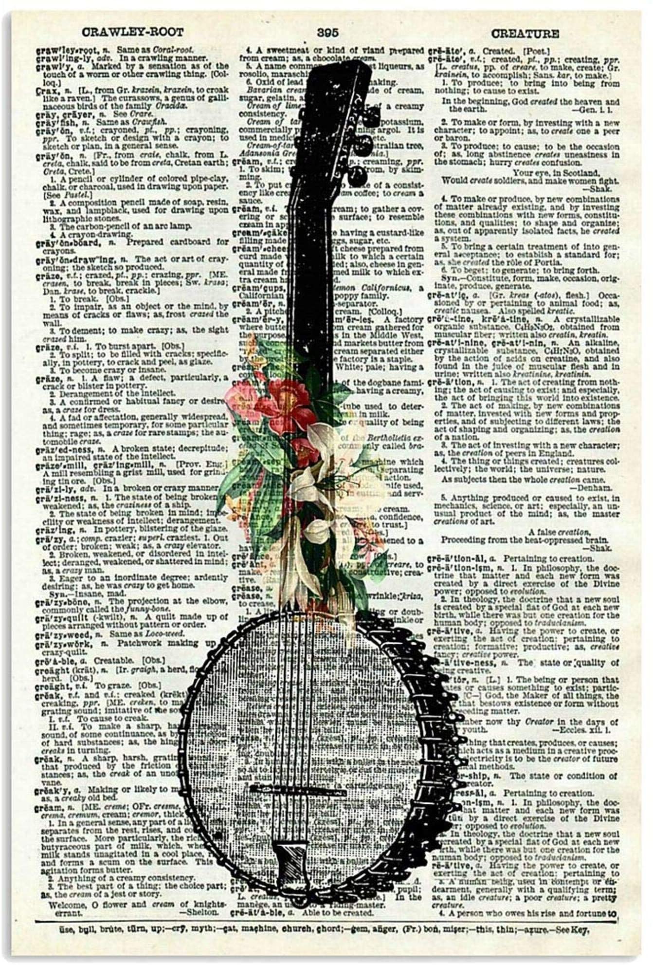 Vintage Banjo Dictionary Orawley Root Flower