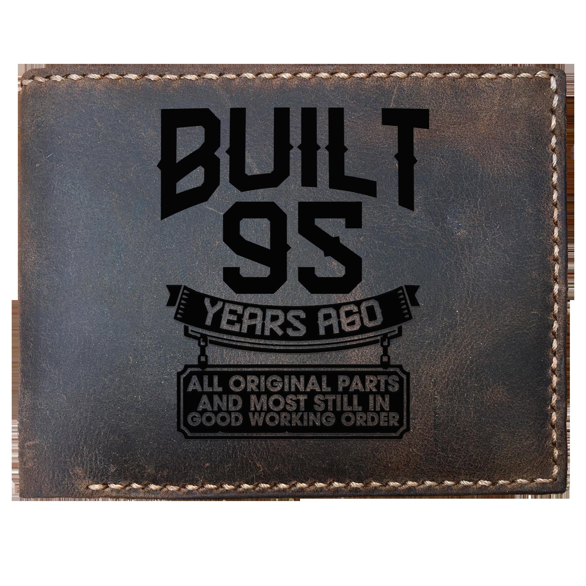 Funny Skitongifts Custom Laser Engraved Bifold Leather Wallet Vintage 95th Birthday For Father And Mother, Grandpa, Grandma And Friend 95 Years Old