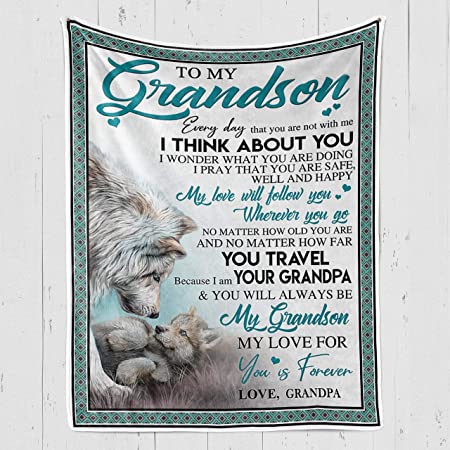 Wolf Grandma To My Grandson I Think About You, My Love Will Follow You Wherever You Go