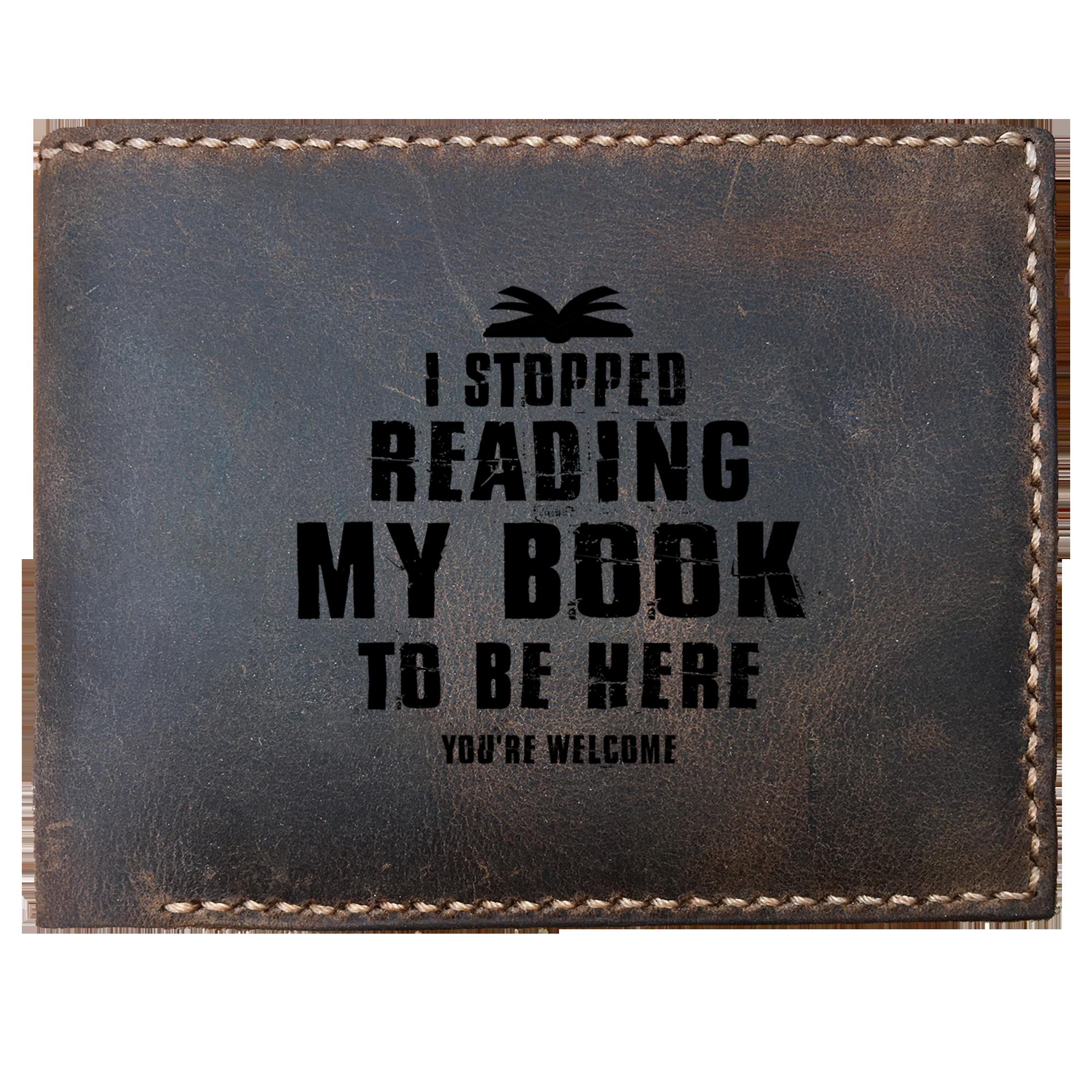 Skitongifts Funny Custom Laser Engraved Bifold Leather Wallet For Men, A Cool For Book Lovers Who Loves Reading Books