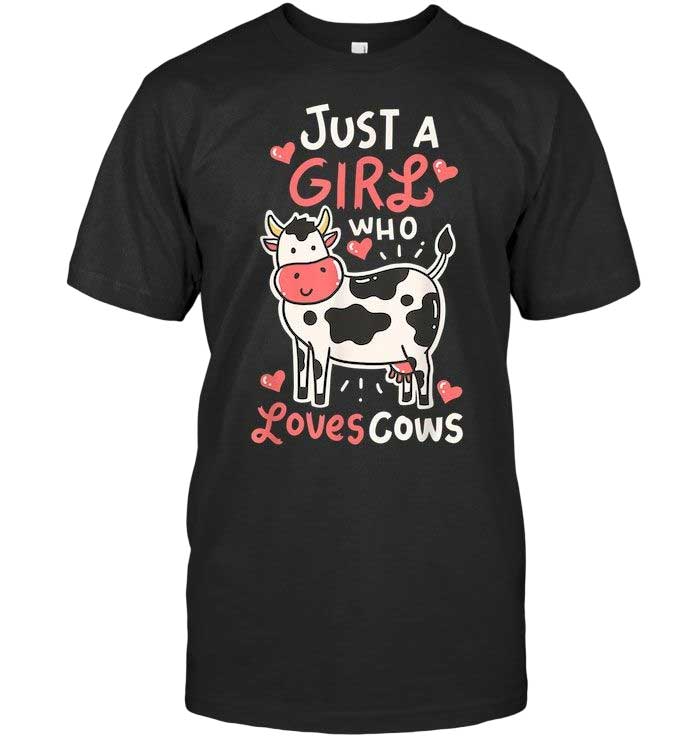 Skitongift-A-Girl-Who-Loves-Cows-Farmer-Butcher-T-Shirt-Funny-Shirts-Hoodie-Sweater-Short-Sleeve-Casual-Shirt