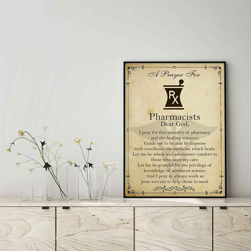 Skitongifts Wall Decoration, Home Decor, Decoration Room A Prayer For Pharmacists TT0903