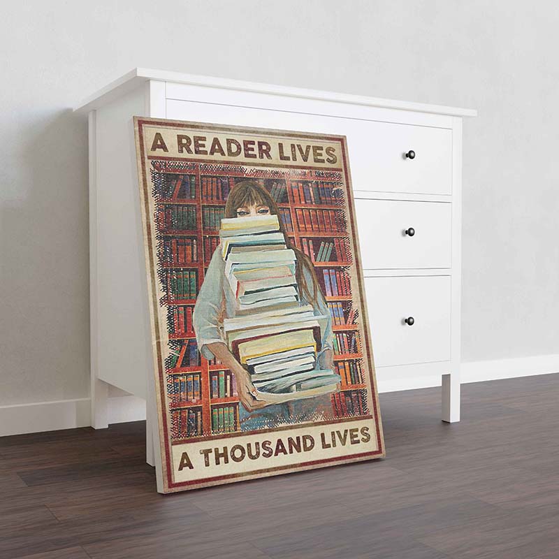 Skitongifts Wall Decoration, Home Decor, Decoration Room A Reader Lives A Thousand Lives-TT0702