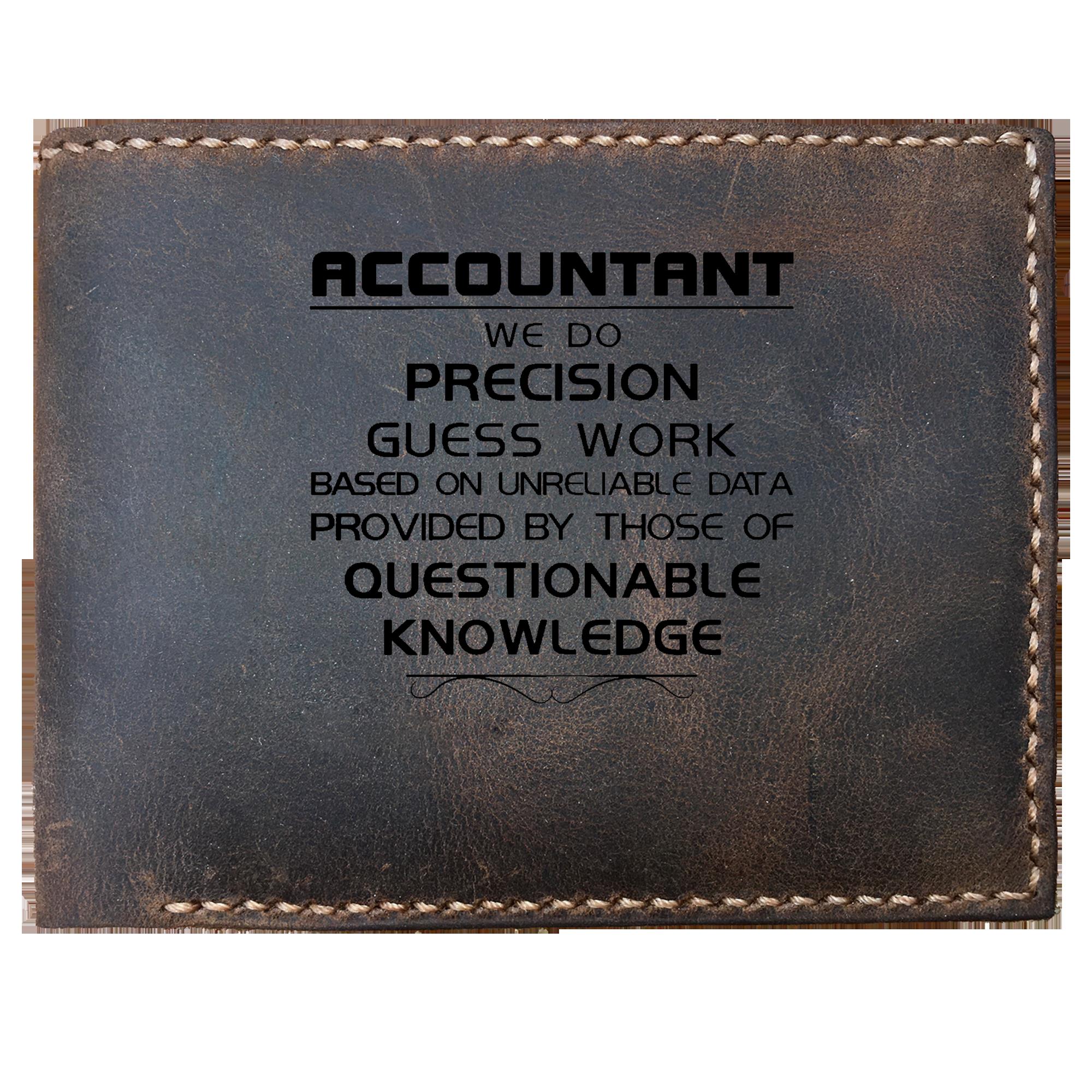 Skitongifts Funny Custom Laser Engraved Bifold Leather Wallet For Men, Accountant Accountant