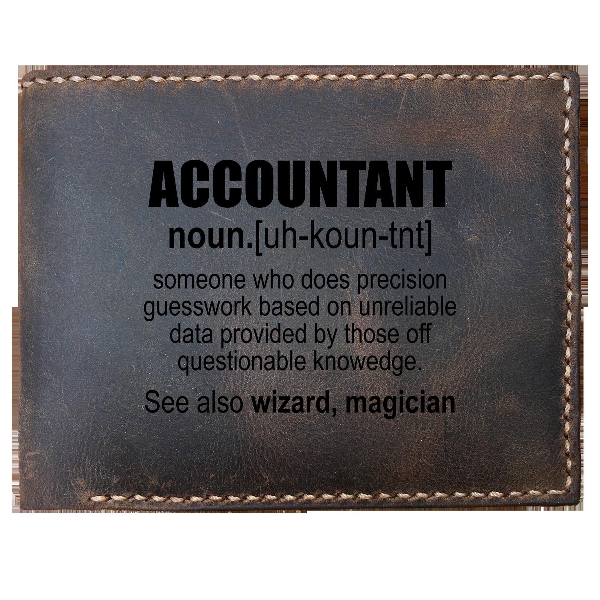 Skitongifts Funny Custom Laser Engraved Bifold Leather Wallet For Men, Accountant Noun Definition Accountant Meaning