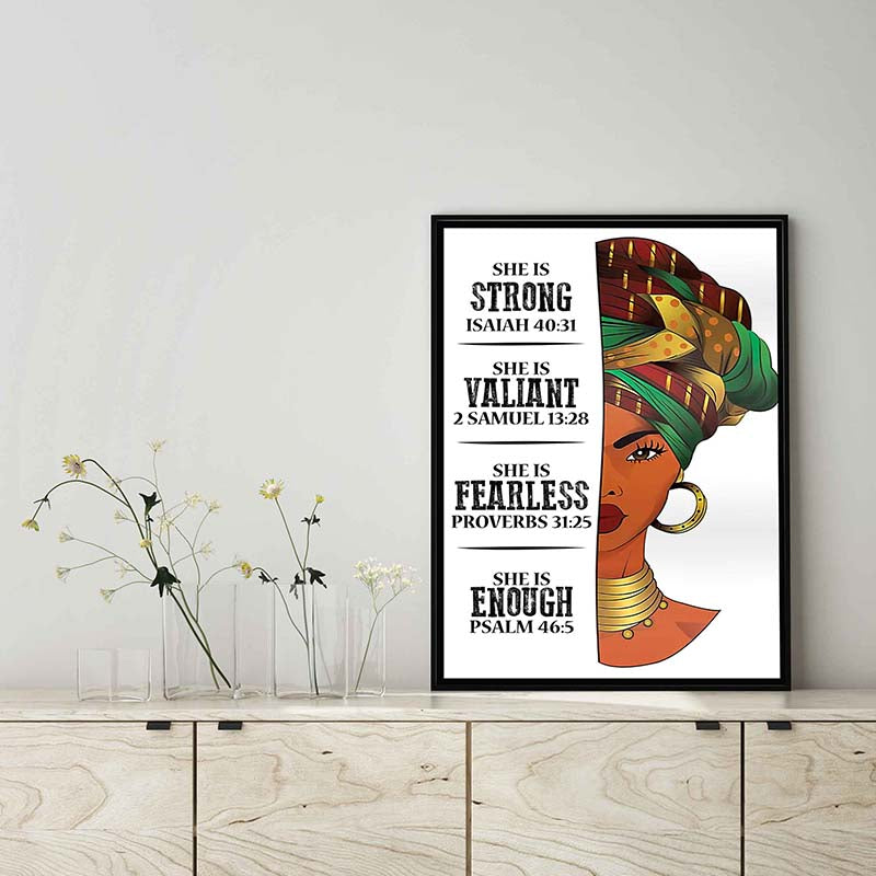 Skitongifts Wall Decoration, Home Decor, Decoration Room African American Black Women Strong Enough Fearless Valiant Melanin TT1902