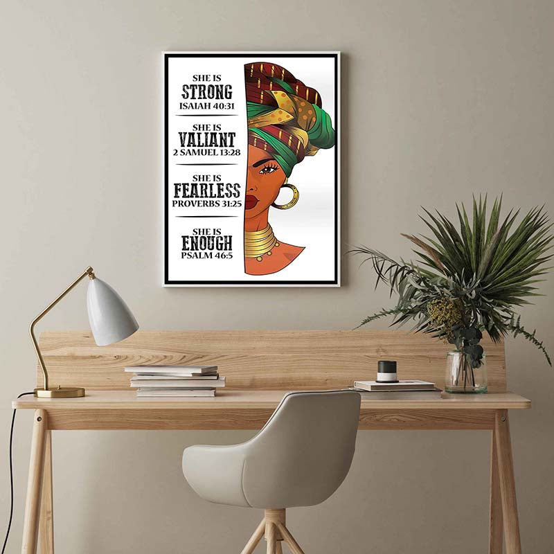 Skitongifts Wall Decoration, Home Decor, Decoration Room African American Black Women Strong Enough Fearless Valiant Melanin TT1902