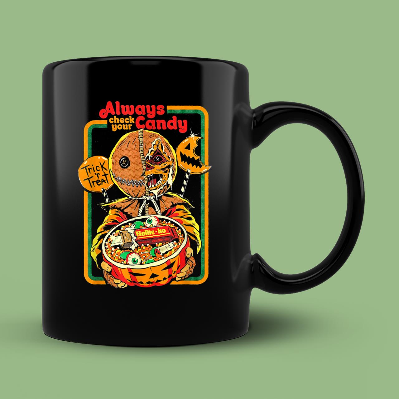 Skitongift Spooky Ceramic Novelty Coffee Mug Always Check Your Candy Trick Or Treat, Funny Halloween Mug