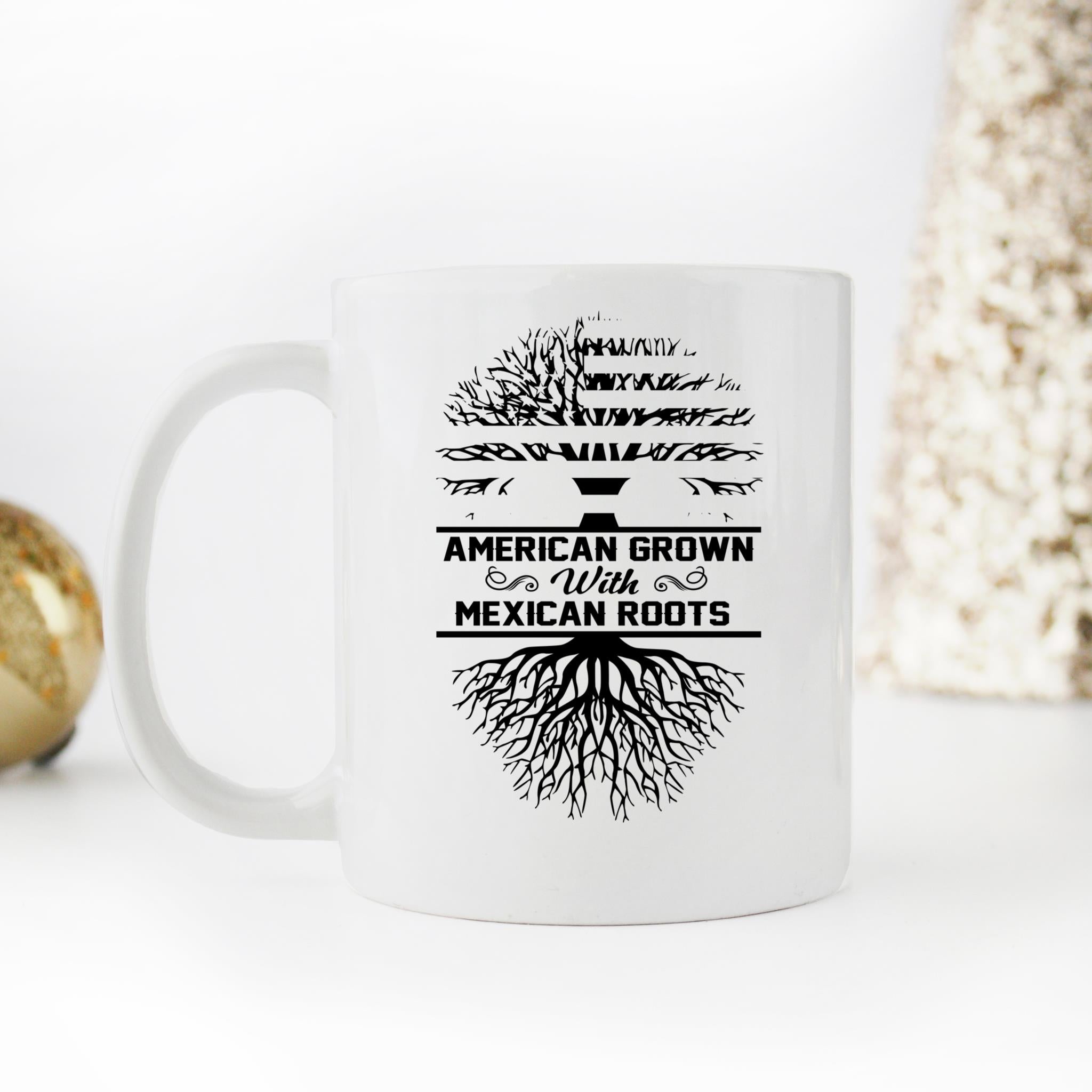 Skitongifts Funny Ceramic Novelty Coffee Mug American Grown With Mexican Roots Meaning Birthday 8h7HGEC