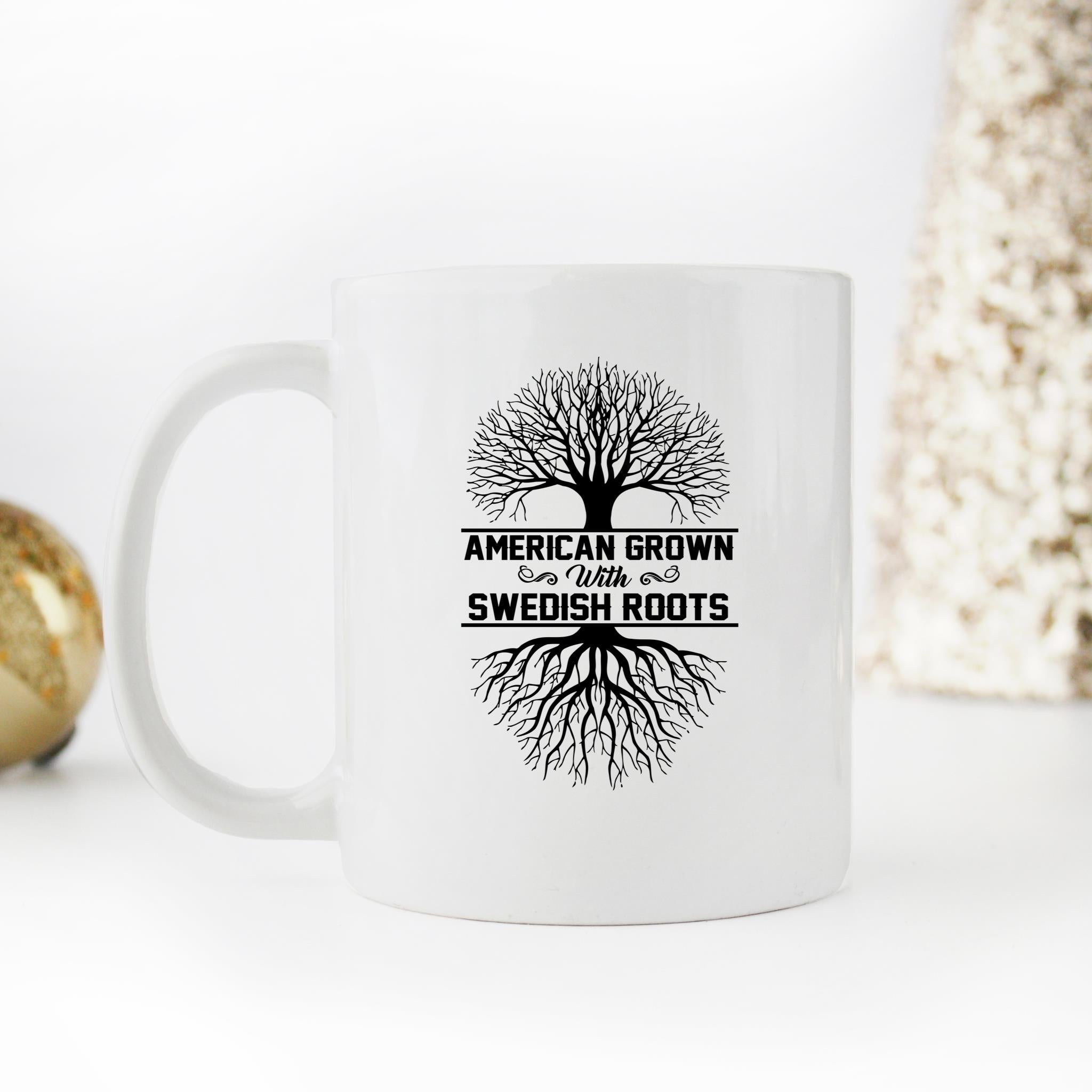 Skitongifts Funny Ceramic Novelty Coffee Mug American Grown With Swedish Roots rF3oy7s