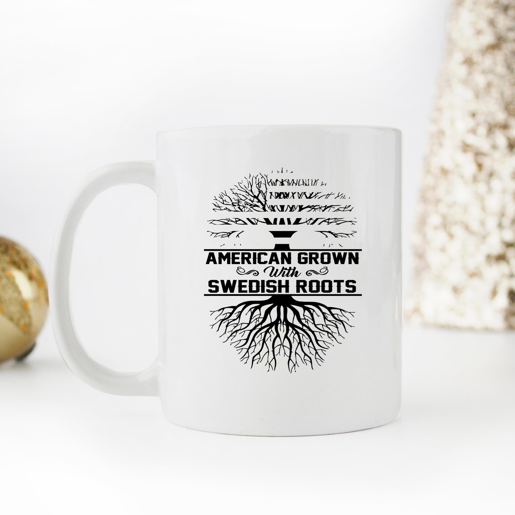 Skitongifts Funny Ceramic Novelty Coffee Mug American Grown With Swedish Roots Perfect For Mom Dad Aunt Sister Grandma Girlfriend j2IJJkh