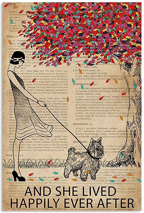 And She Live Happily Ever After Dictionary Tree Yorkshire Terrier Funny Present For Dog Lover Portrait Poster