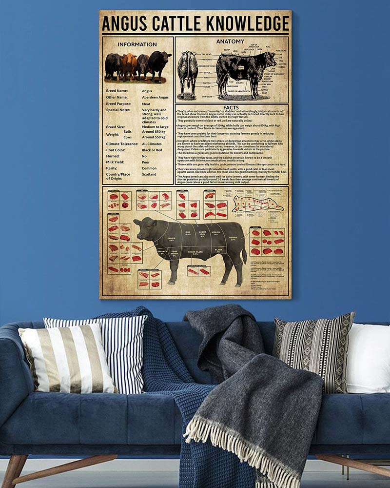 Skitongift Wall Decoration, Home Decor, Decoration Room Angus Cattle Knowledge-VT0705