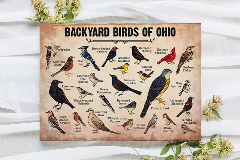 Skitongifts Wall Decoration, Home Decor, Decoration Room Backyard Birds Of Ohio-MH2409