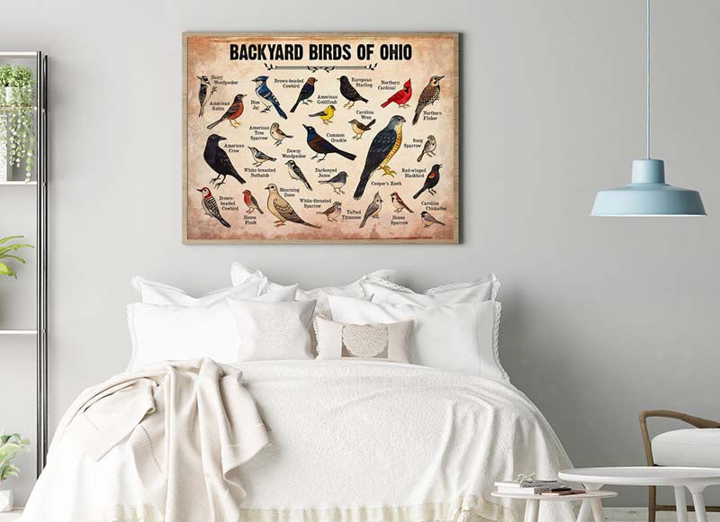 Skitongifts Wall Decoration, Home Decor, Decoration Room Backyard Birds Of Ohio-MH2409