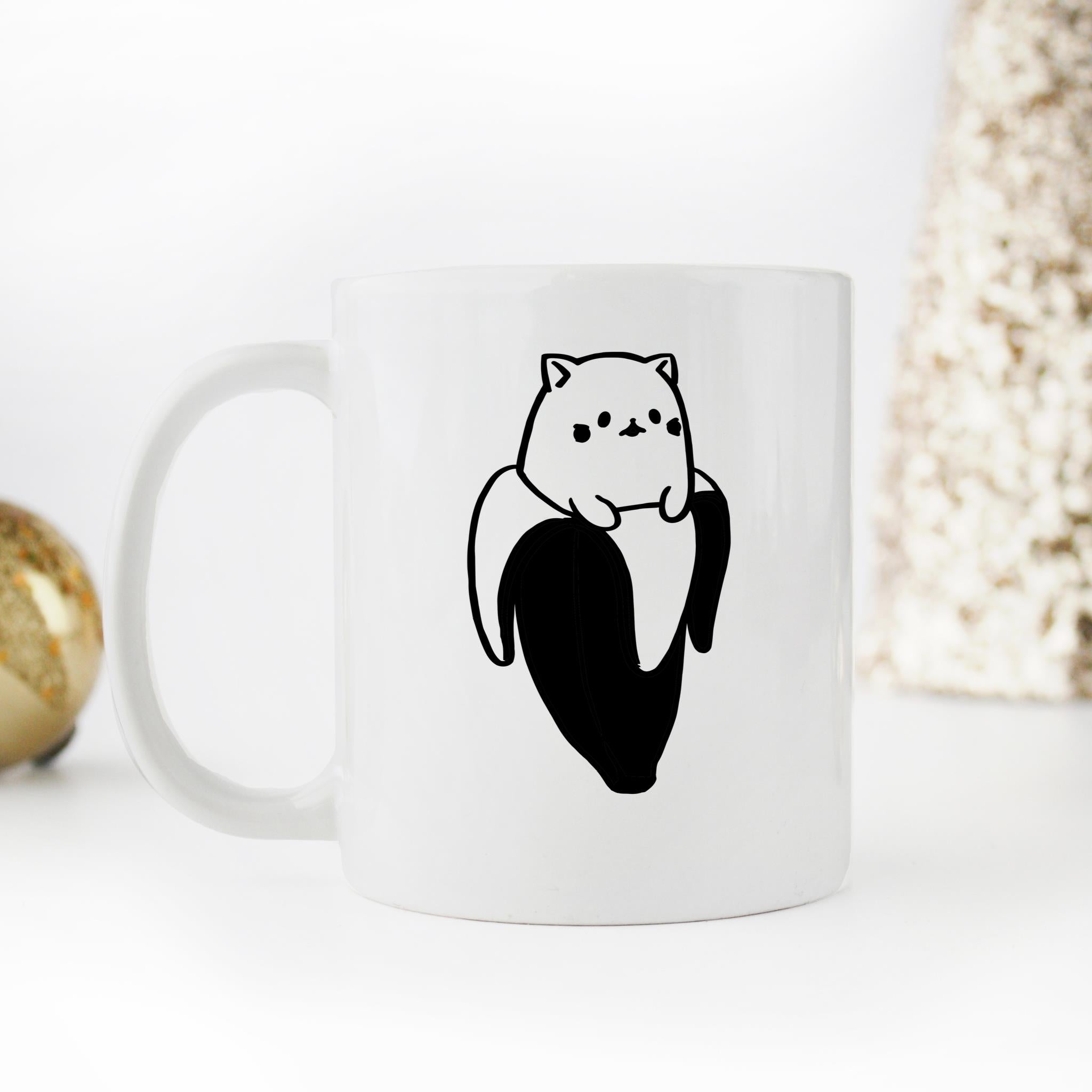 Skitongifts Funny Ceramic Novelty Coffee Mug Bananya Banana Funny Cat ZZp2uB3