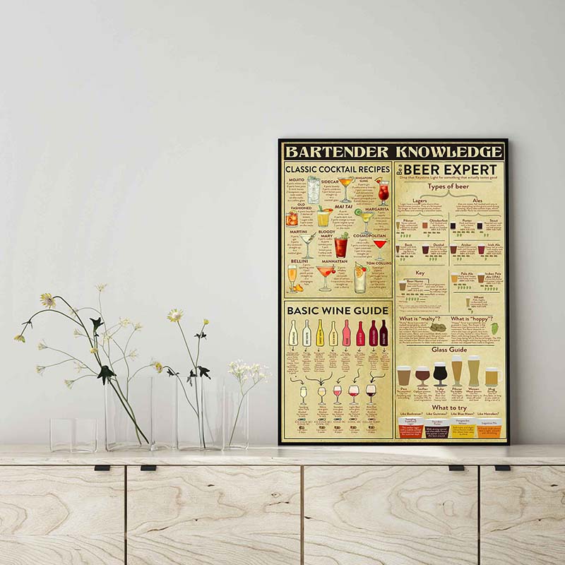 Bartender Knowledge Expert Basic Wine Guide Classic Cocktail Recipes-TT0804