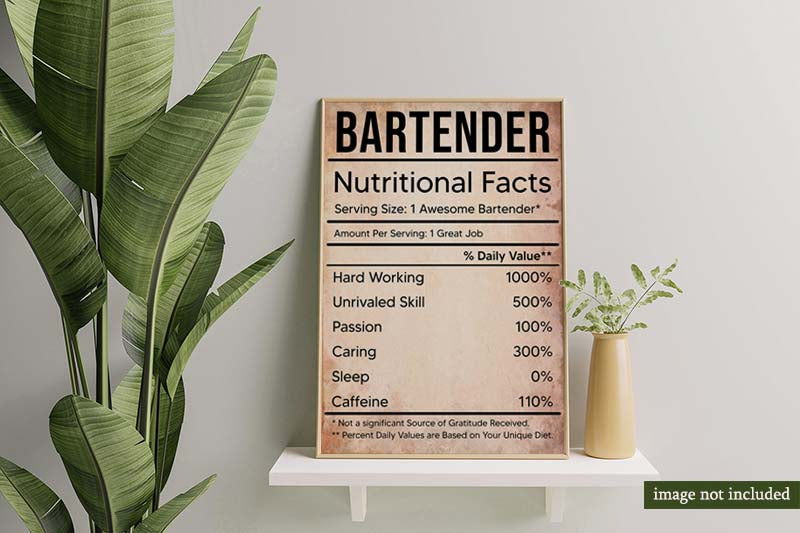 Skitongifts Wall Decoration, Home Decor, Decoration Room Bartender Nutritional Facts Label Chalkboard Personalized MH1809