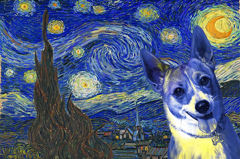 Basenji Dog Van Gogh Style Starry Night-TT0409