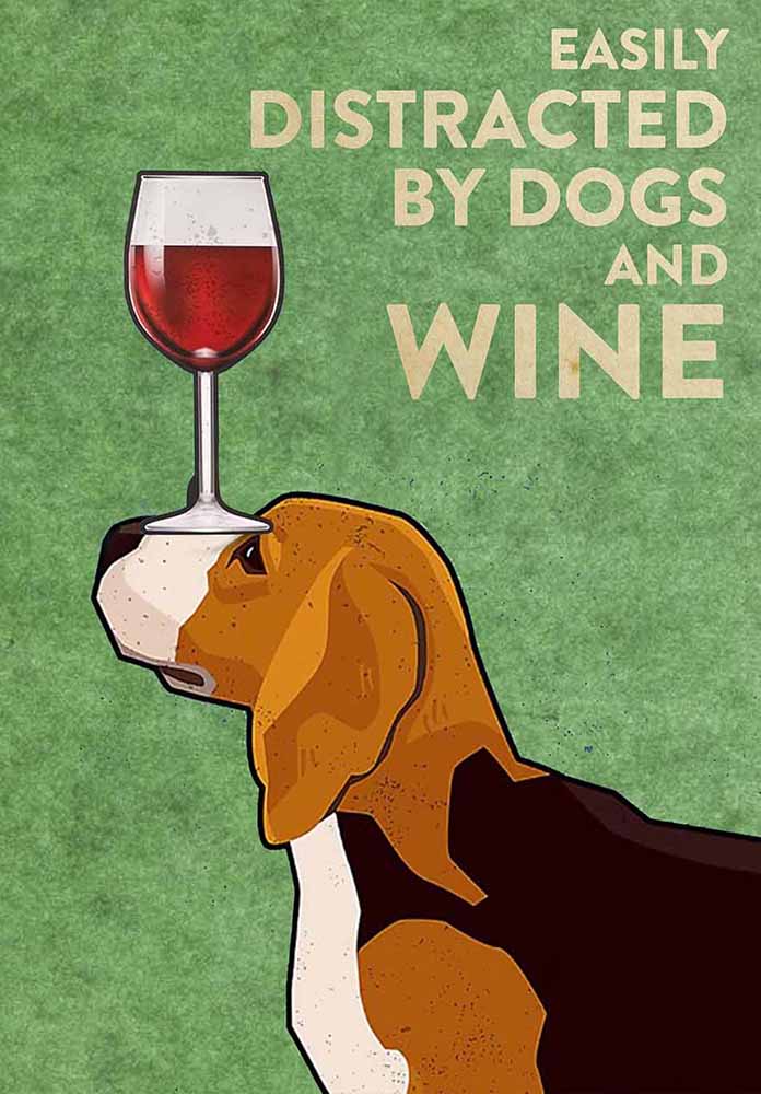 Basset Hound Easily Distracted By Dogs And Wine-TT2708
