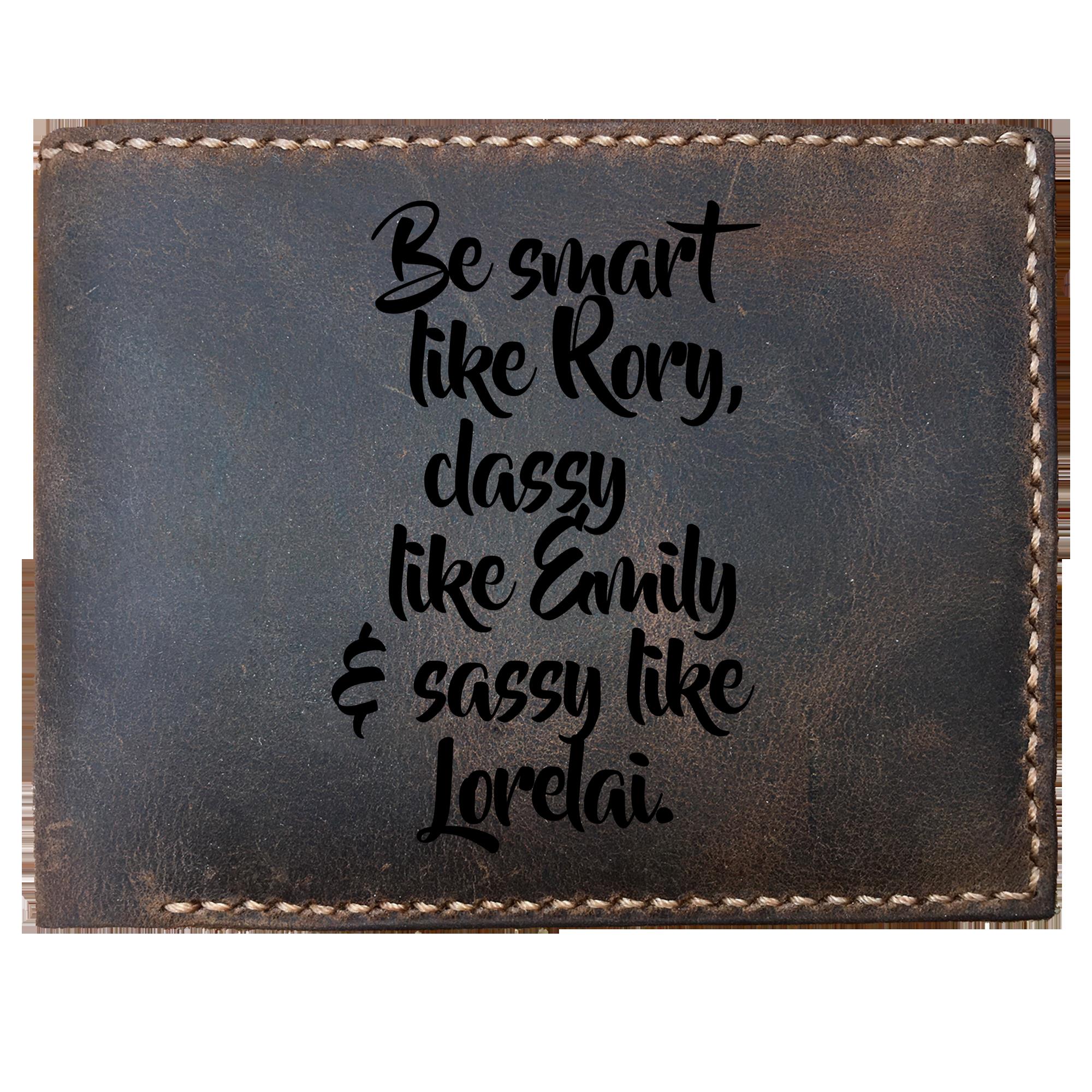 Skitongifts Funny Custom Laser Engraved Bifold Leather Wallet For Men, Be Smart Like Rory Funny Gilmore Girls Inspired Merchandise