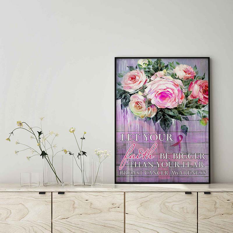 Skitongifts Wall Decoration, Home Decor, Decoration Room Be Bigger Than Your Fear Breast Cancer Awareness TT1003