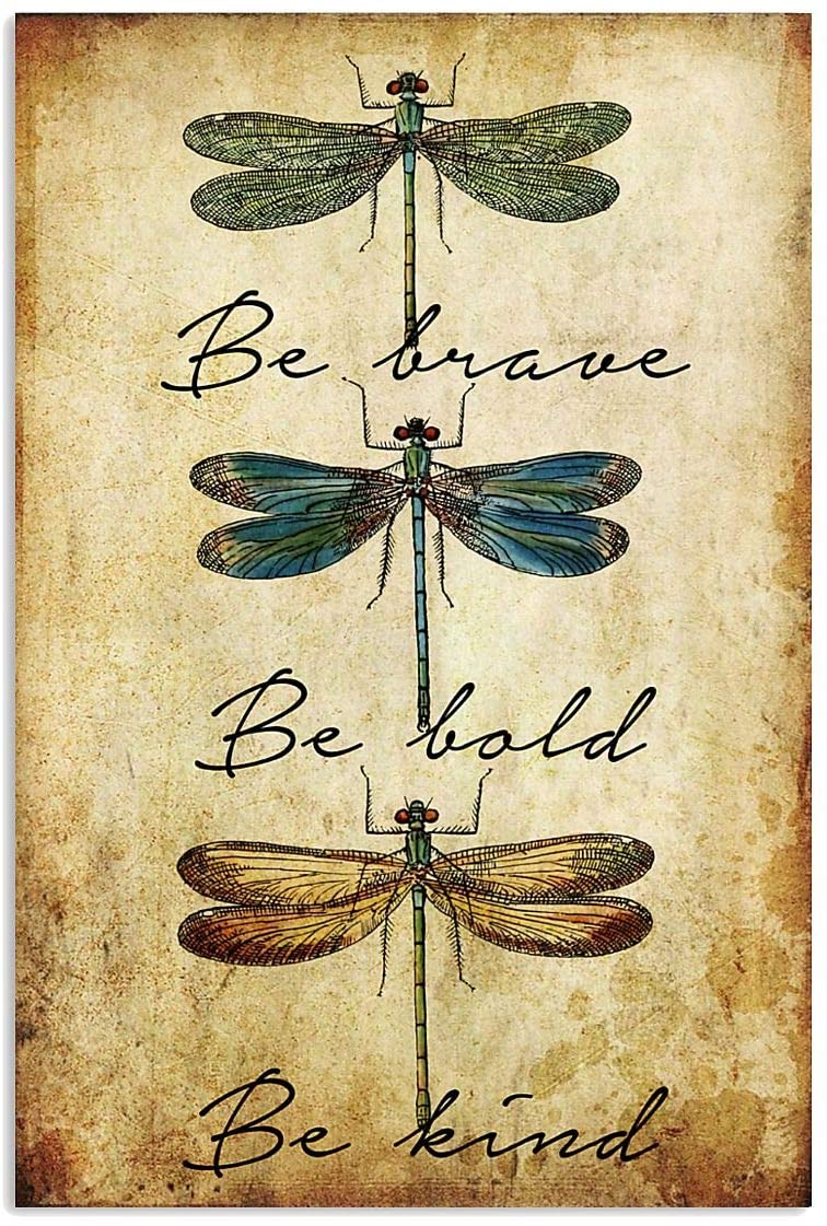 Be Brave Be Bold Be Kind Three Dragonfly Motivation Quote Slogan