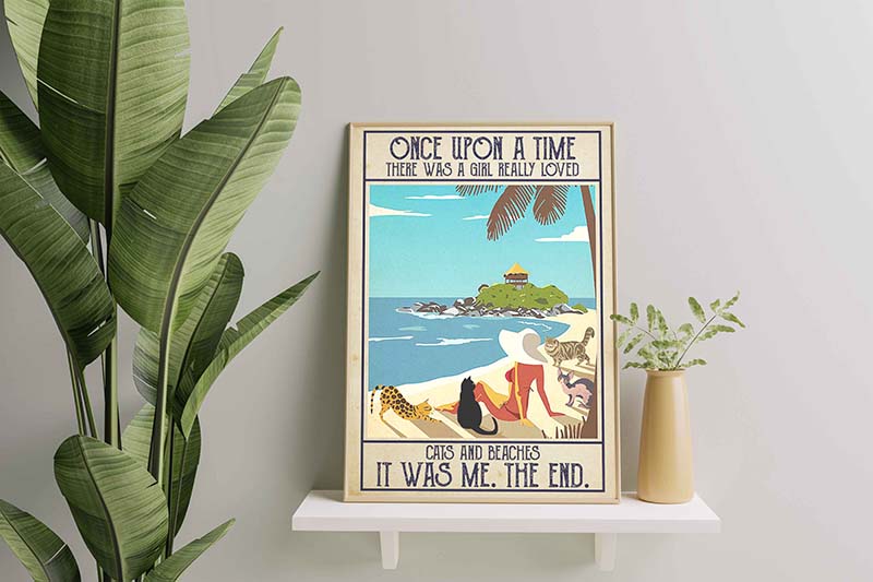 Beach Once Upon A Time Cats and Girl There was A Girl Who Really Loved-TT1210