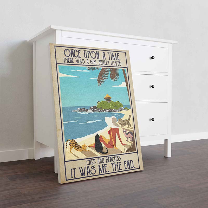 Skitongifts Wall Decoration, Home Decor, Decoration Room Beach Once Upon A Time Cats and Girl There was A Girl Who Really Loved-TT1210