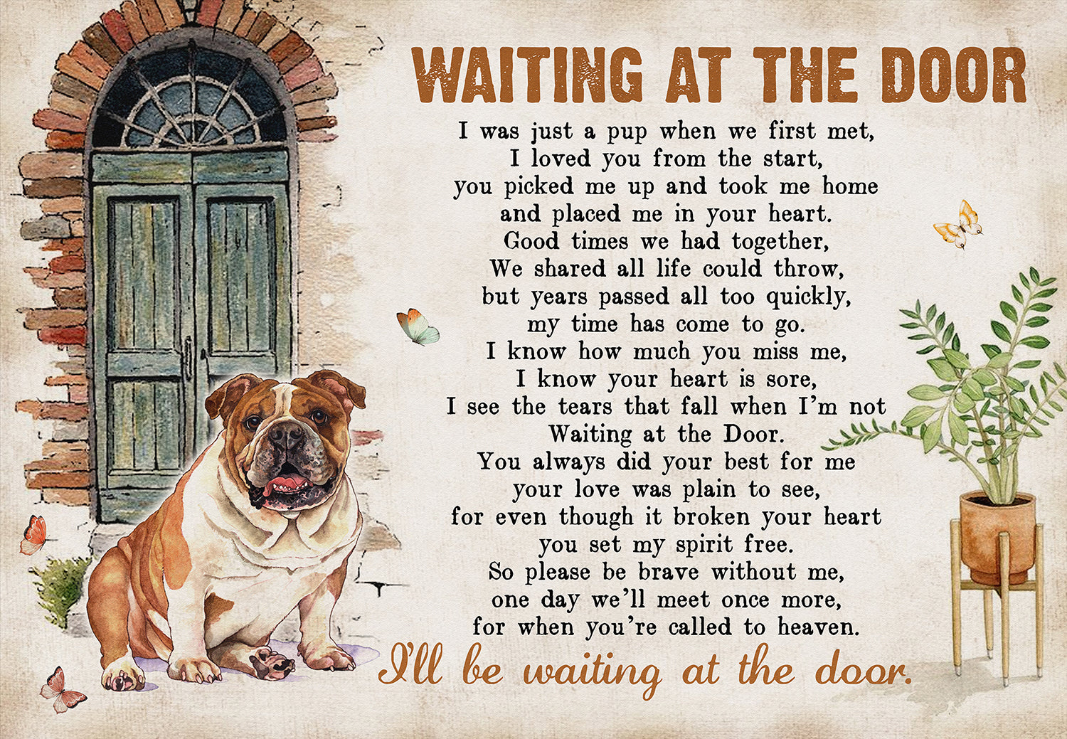 Waiting At The Door Dog Poem For Bulldog Dog Lover