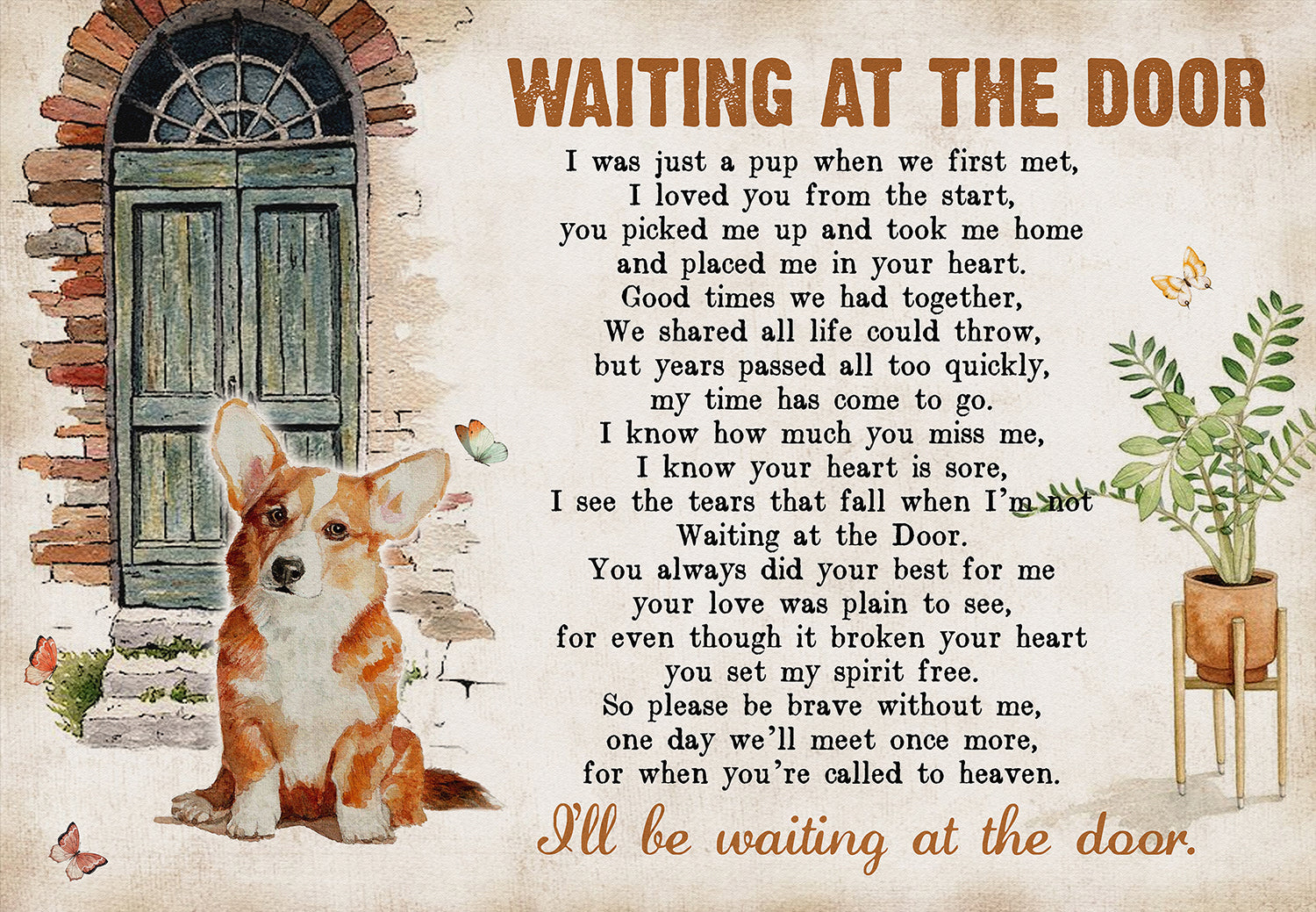 Waiting At The Door Dog Poem For Corgi Dog Lover