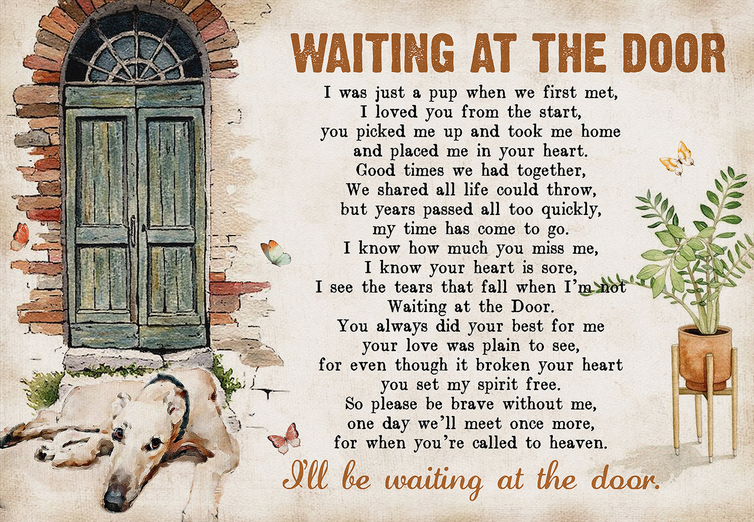 Waiting At The Door Dog Poem For Greyhound Dog Lover