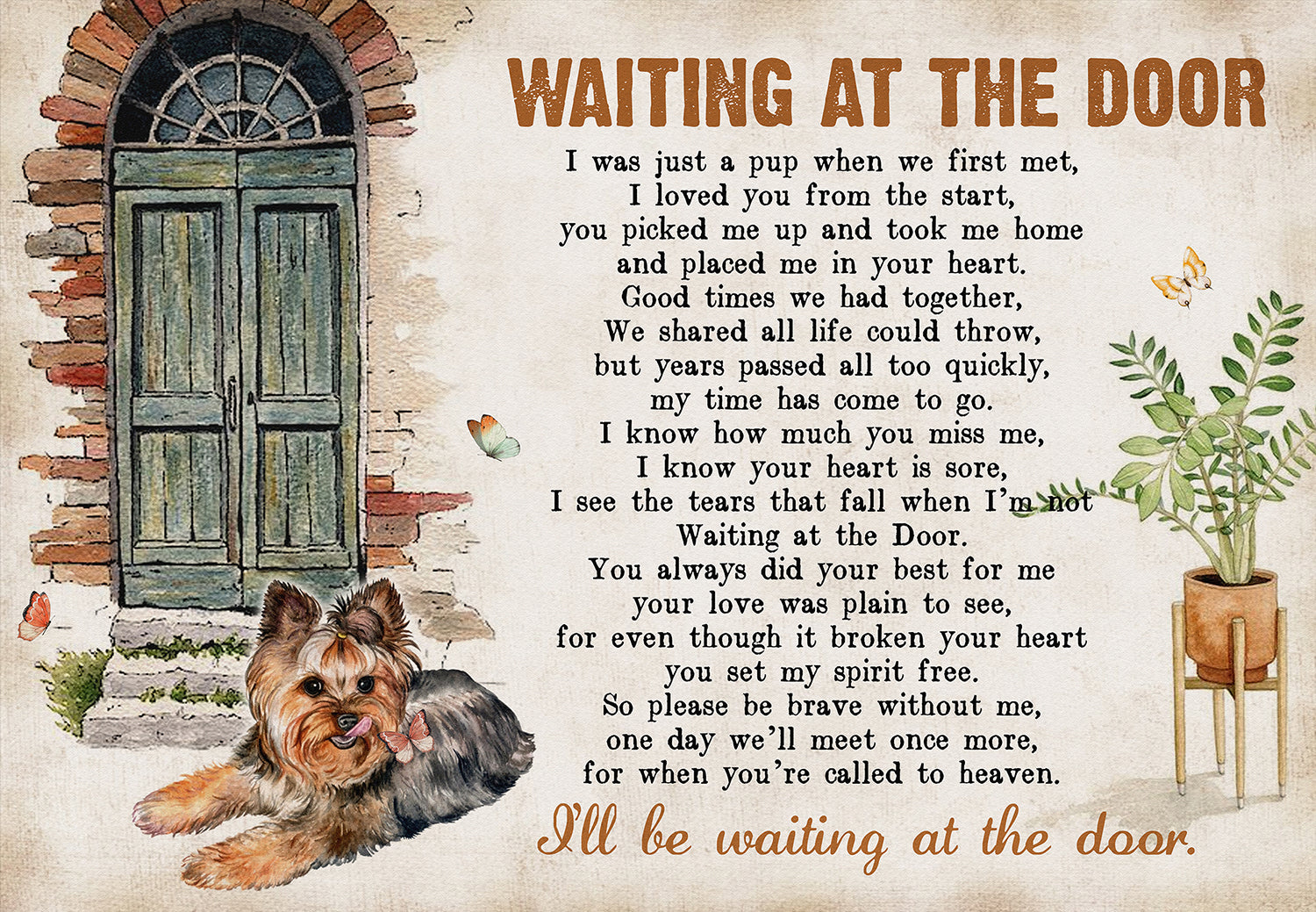 Waiting At The Door Dog Poem For Yorkshire Dog Lover