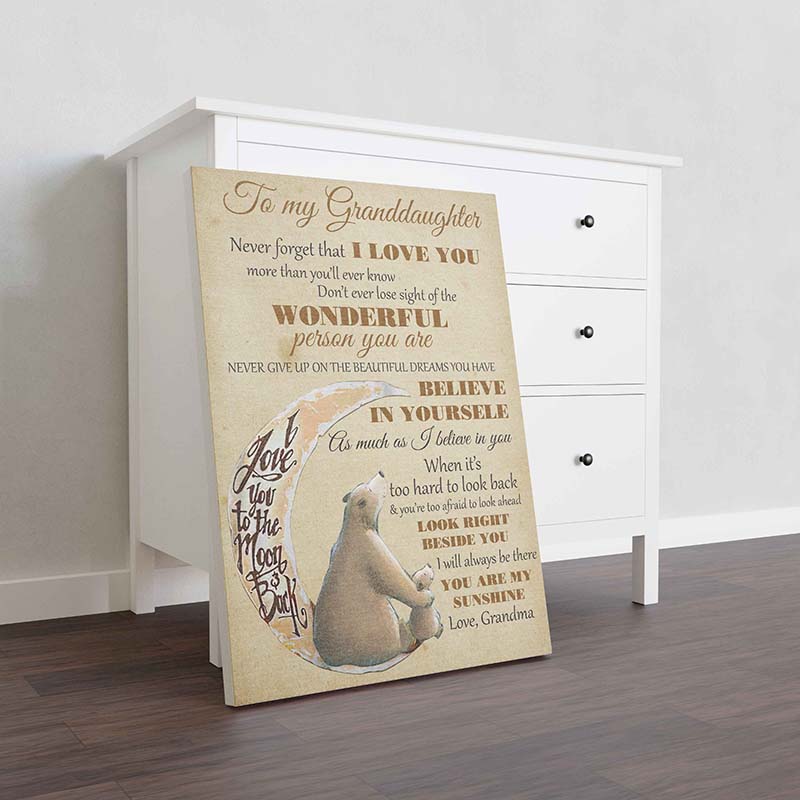Skitongifts Wall Decoration, Home Decor, Decoration Room Bears To My Granddaughter I Love You To The Moon And Back-TT1711