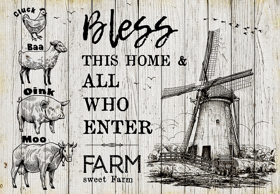 Beautiful Bless This Home And All Who Enter Poster With Mindwill And Farm Animals
