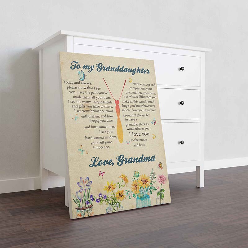Skitongifts Wall Decoration, Home Decor, Decoration Room Beautiful Butterfly And Flower To My Granddaughter I Love You Love Grandma-TT3112
