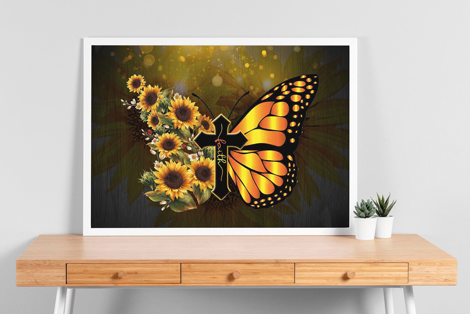 Beautiful Butterfly Sunflower Faith