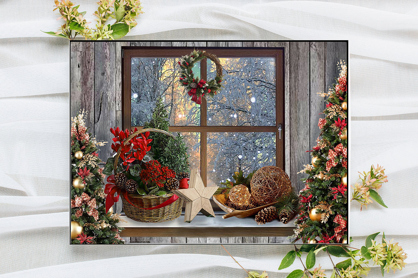 Beautiful Cardinal And Rustic Window Christmas