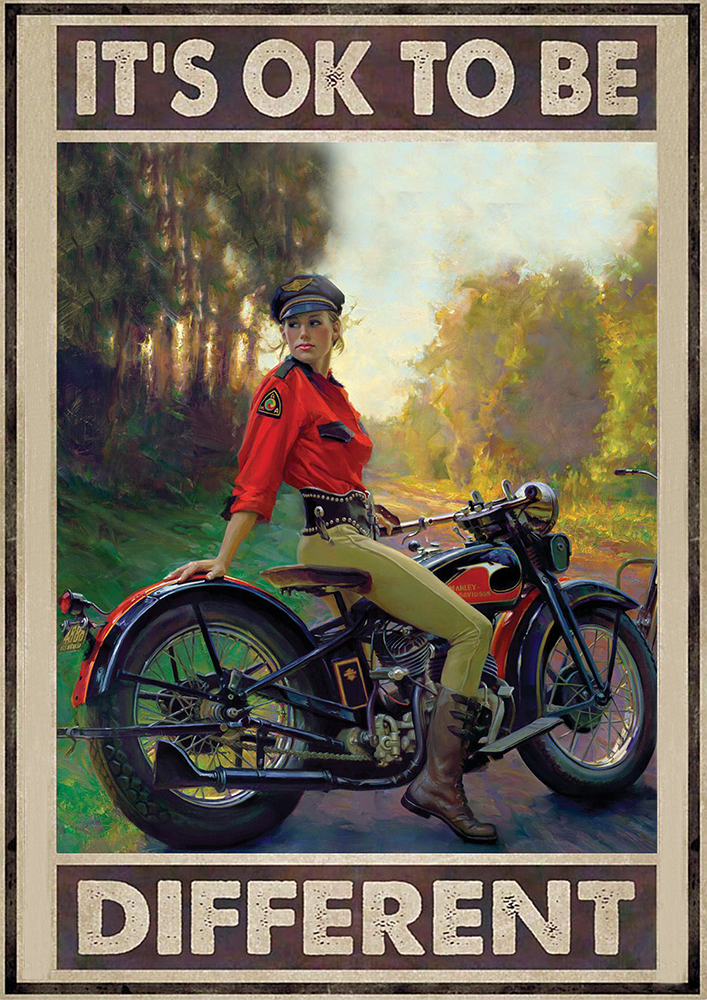 Beautiful Girl Biker It's Oke To Be Different Girl With Harley Motor TT177