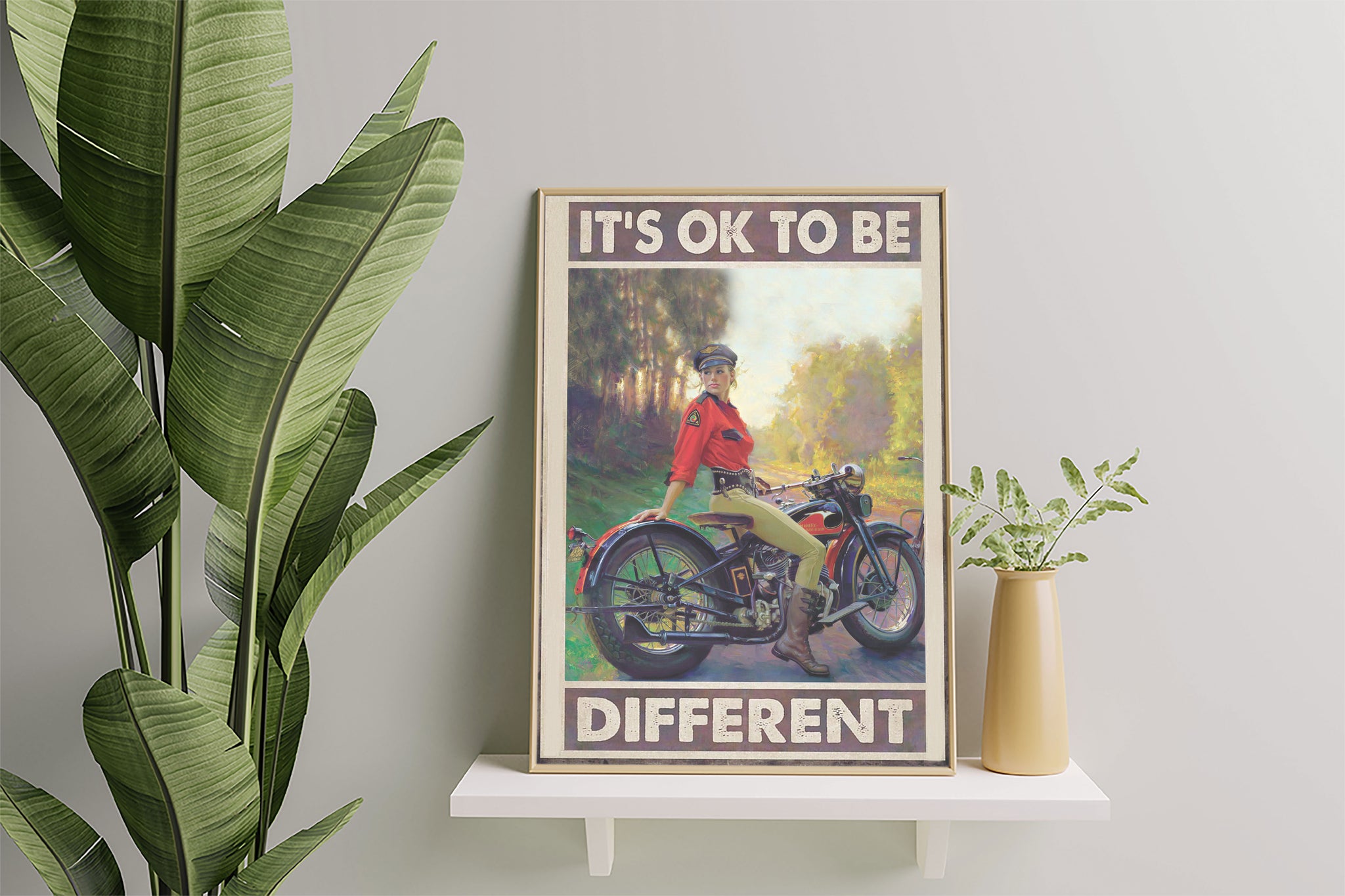 Beautiful Girl Biker It's Oke To Be Different Girl With Harley Motor TT177