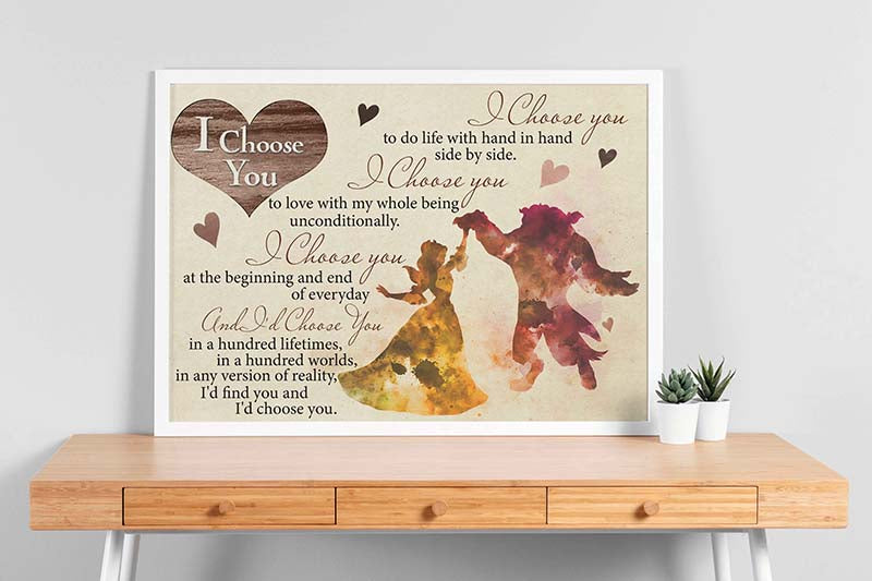 Skitongifts Wall Decoration, Home Decor, Decoration Room I Choose You To Do Life With Hand In Hand Side By SideTT0503